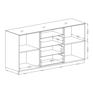 Buffet 160cm 2 portes et 4 tiroirs collection ZANTE. Coloris noir et gris brillant.
