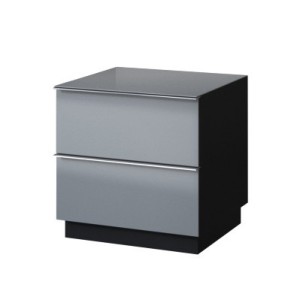Petit Meuble TV ou meuble d'appoint 50cm collection ZANTE avec 2 tiroirs. Couleur noir et gris brillant.