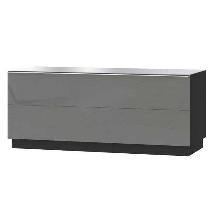 Meuble TV 120cm collection ZANTE avec 1porte. Couleur noir et gris brillant.