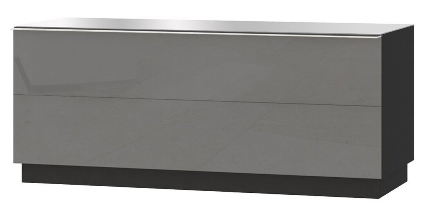 Meuble TV 120cm collection ZANTE avec 1porte. Couleur noir et gris brillant.