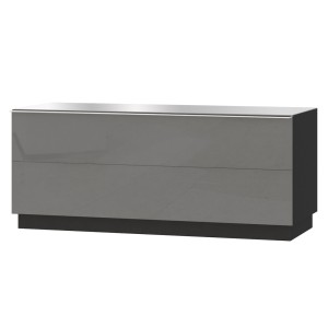 Meuble TV 120cm collection ZANTE avec 1porte. Couleur noir et gris brillant.