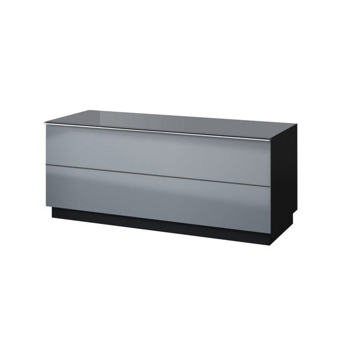 Meuble TV 120cm collection ZANTE avec 1porte. Couleur noir et gris brillant.