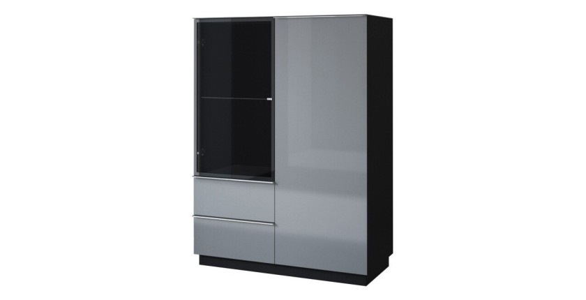 Buffet haut collection ZANTE. LED intégrées. Coloris noir et gris brillant.