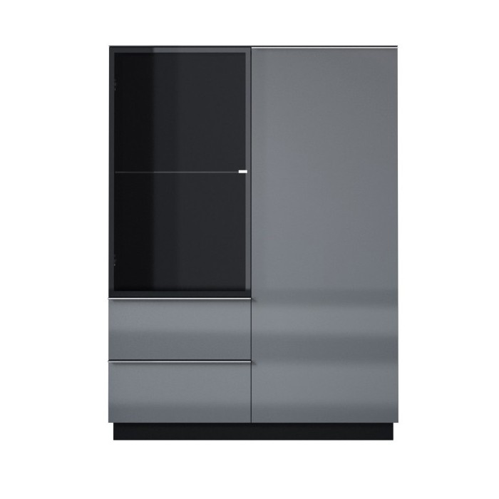 Buffet haut collection ZANTE. LED intégrées. Coloris noir et gris brillant.