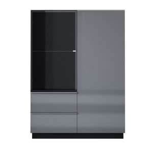Buffet haut collection ZANTE. LED intégrées. Coloris noir et gris brillant.