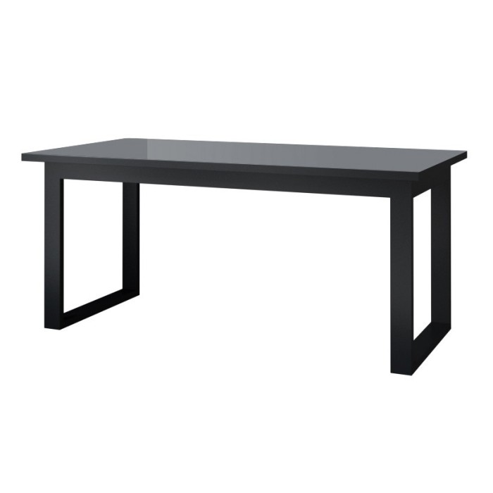 Table extensible 10 personnes pour salle à manger Collection ZANTE. Coloris noir et gris brillant.