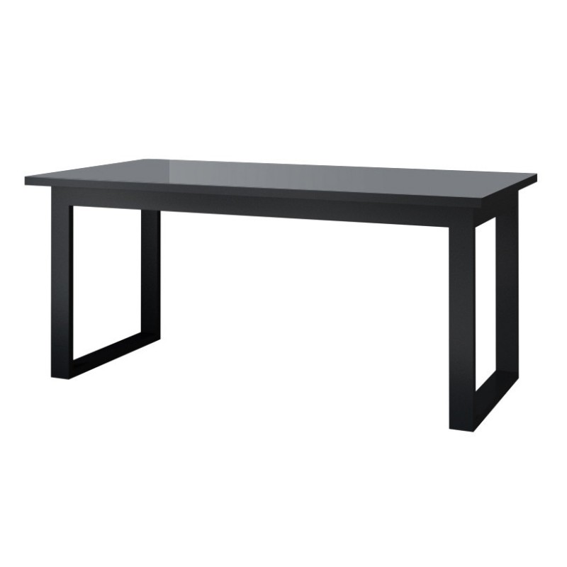 Table extensible 10 personnes pour salle à manger Collection ZANTE. Coloris noir et gris brillant.