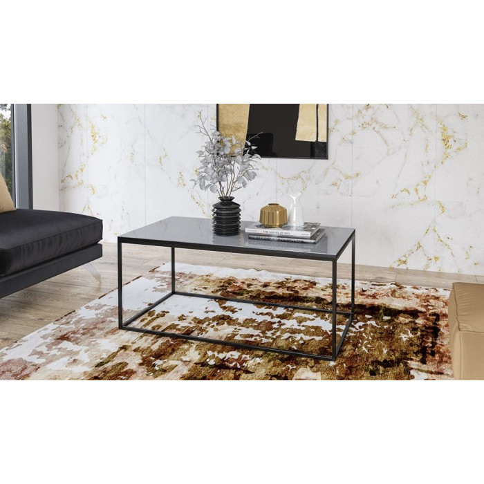 Table basse design collection ZANTE. Couleur noir et gris brillant.