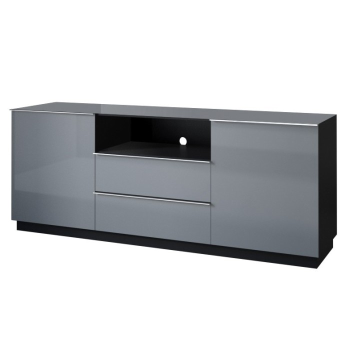 Ensemble de 6 meubles de salon collection ZANTE. Couleur noir et gris brillant.