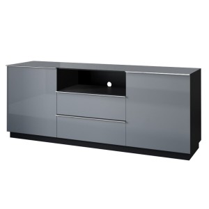 Ensemble de 6 meubles de salon collection ZANTE. Couleur noir et gris brillant.