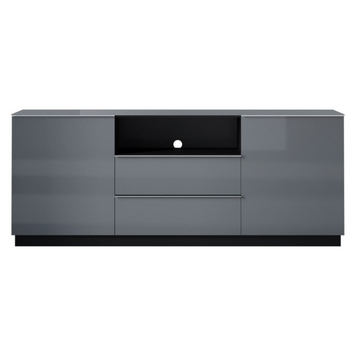 Ensemble de 6 meubles de salon collection ZANTE. Couleur noir et gris brillant.