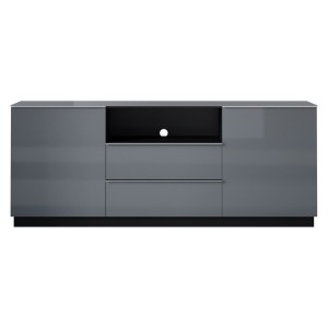 Ensemble de 6 meubles de salon collection ZANTE. Couleur noir et gris brillant.