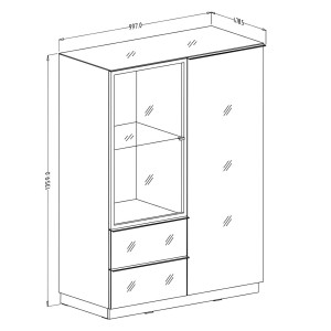 Ensemble meuble TV, buffet haut et étagère collection ZANTE. Couleur noir et gris brillant.