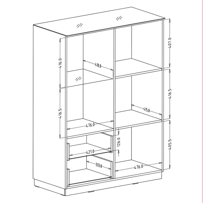 Ensemble meuble TV, buffet haut et étagère collection ZANTE. Couleur noir et gris brillant.