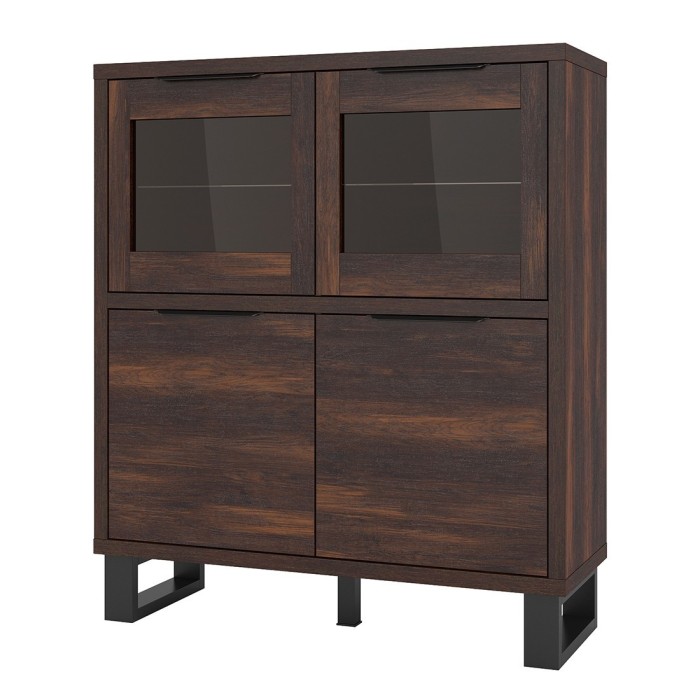 Bahut design collection MILO. Coloris chêne foncé. Pieds en métal noir