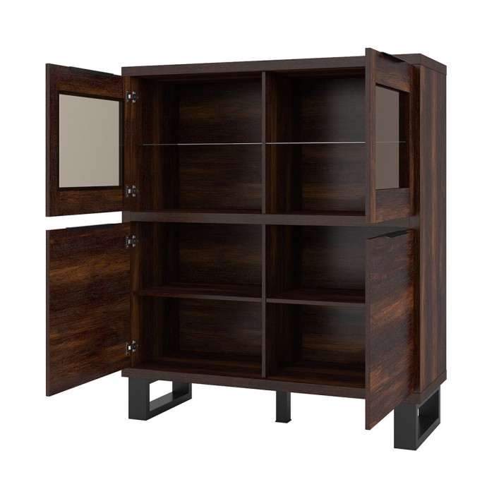 Bahut design collection MILO. Coloris chêne foncé. Pieds en métal noir