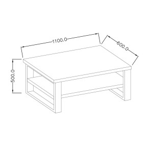 Table basse design collection MILO coloris chêne foncé. Pieds en métal noir.