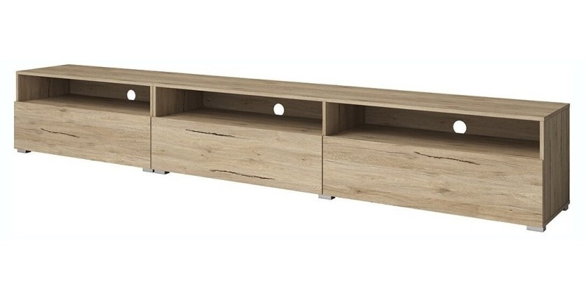 Meuble TV XL 270cm à poser ou à suspendre collection RAMOS. Coloris chêne.