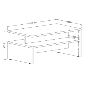 Table basse design collection RAMOS coloris chêne et noir.