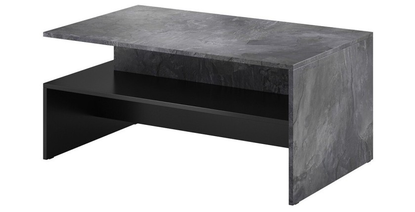 Table basse design collection RAMOS coloris gris effet ardoise et noir.