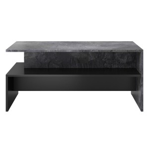 Table basse design collection RAMOS coloris gris effet ardoise et noir.