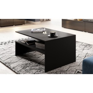 Ensemble de 7 meubles de salon collection RAMOS. Coloris noir brillant