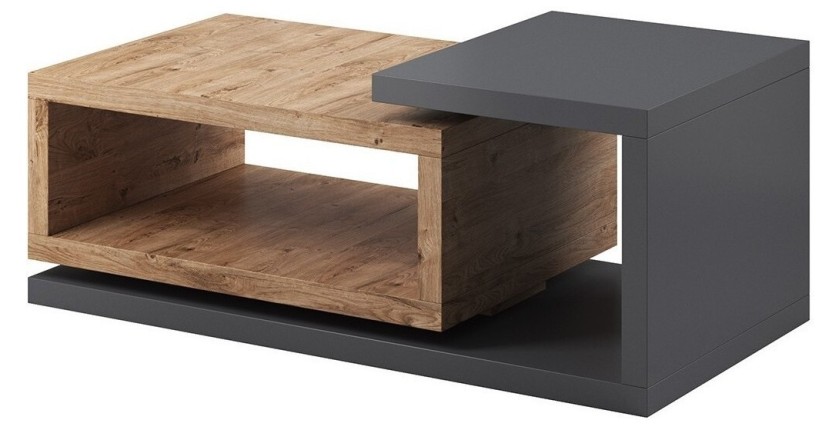 Table basse design collection BERGAME. Coloris chêne et gris anthracite. Style design