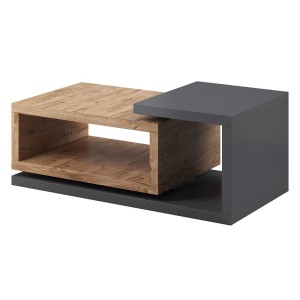 Table basse design collection BERGAME. Coloris chêne et gris anthracite. Style design