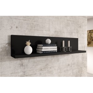 Étagère murale design 150cm Coloris noir super mat. Collection BERGAME.