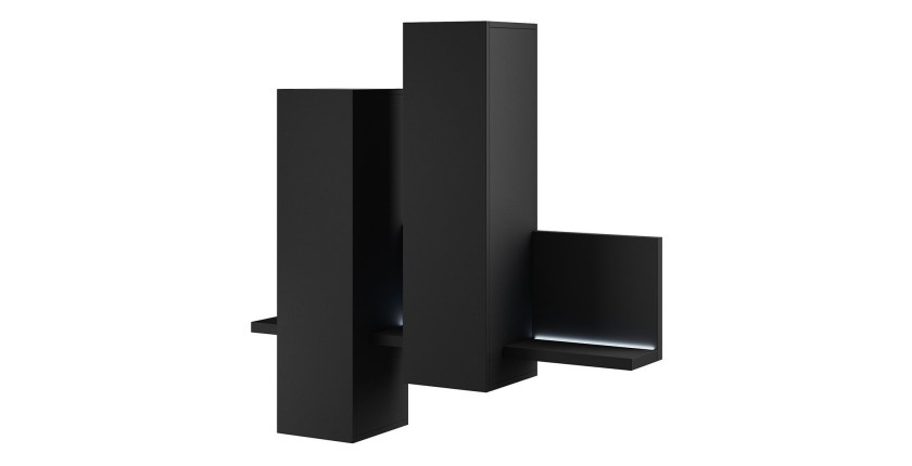 Composition murale avec LED. Coloris noir super mat. Collection BERGAME.