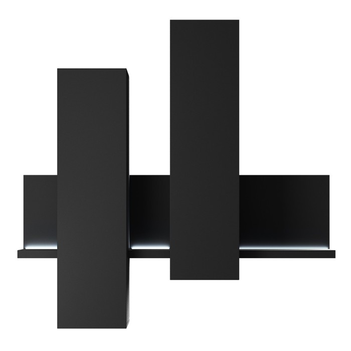Composition murale avec LED. Coloris noir super mat. Collection BERGAME.