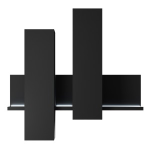 Composition murale avec LED. Coloris noir super mat. Collection BERGAME.