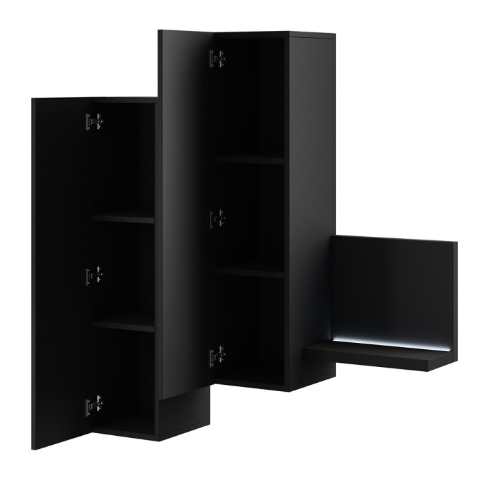 Composition murale avec LED. Coloris noir super mat. Collection BERGAME.