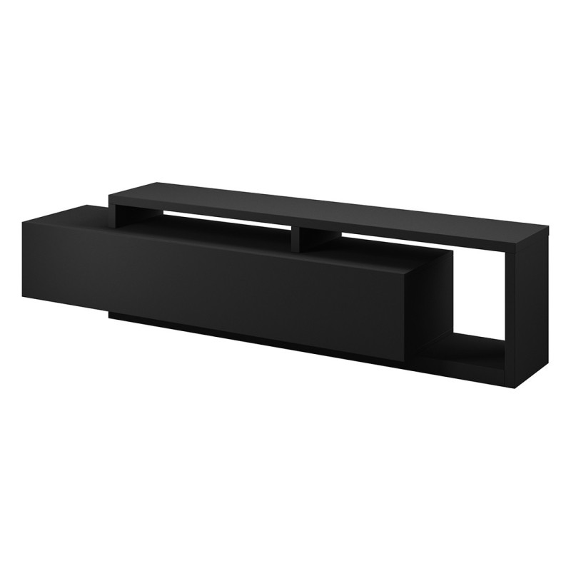 Meuble TV 220cm collection BERGAME. Coloris noir super mat.