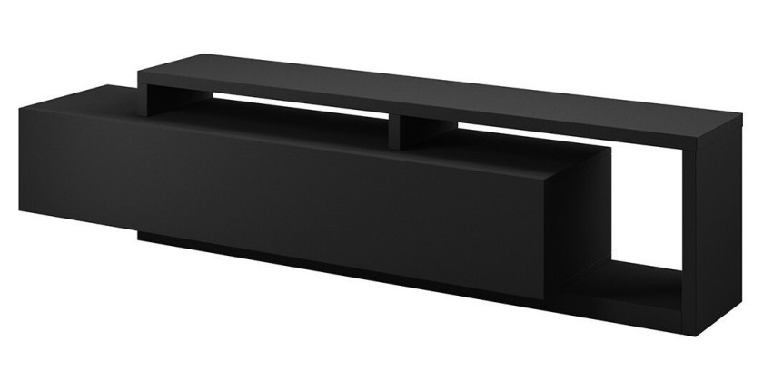 Meuble TV 220cm collection BERGAME. Coloris noir super mat.