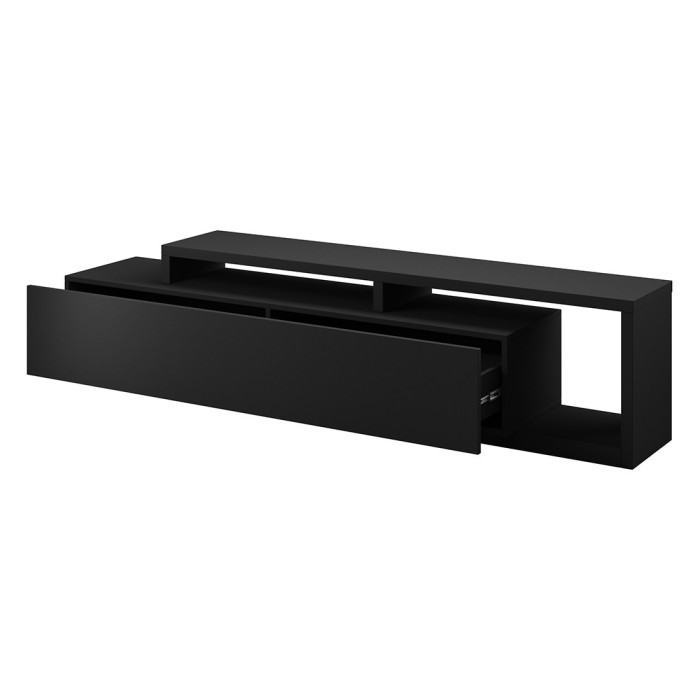 Meuble TV 220cm collection BERGAME. Coloris noir super mat.