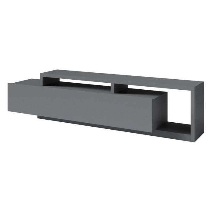 Meuble TV 220cm collection BERGAME. Coloris gris anthracite.