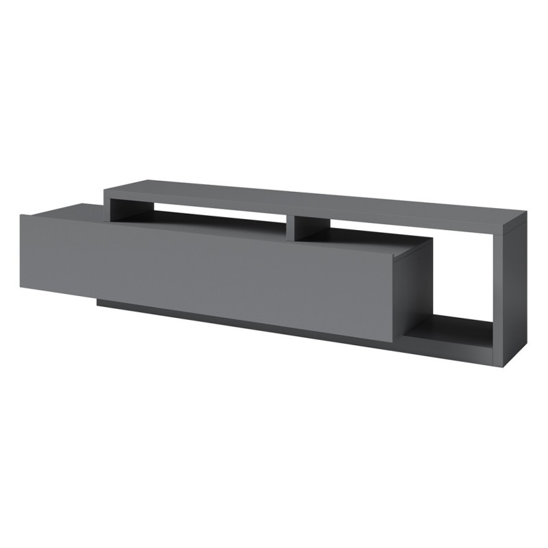 Meuble TV 220cm collection BERGAME. Coloris gris anthracite.