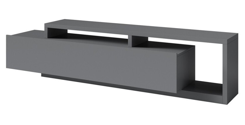Meuble TV 220cm collection BERGAME. Coloris gris anthracite.