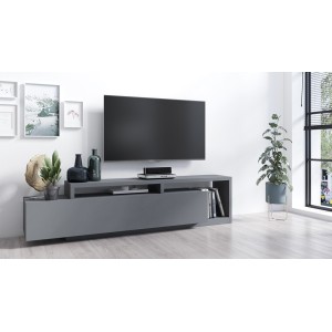 Meuble TV 220cm collection BERGAME. Coloris gris anthracite.