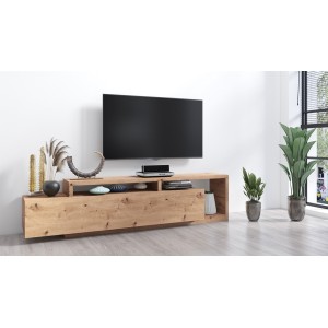 Meuble TV 220cm collection BERGAME. Coloris chêne.