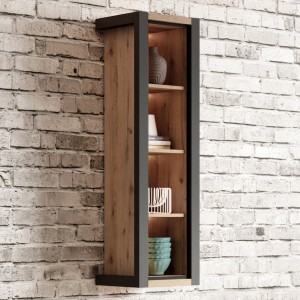 Bibliothèque suspendue ou à poser collection BOWIE. Couleur chêne et noir.