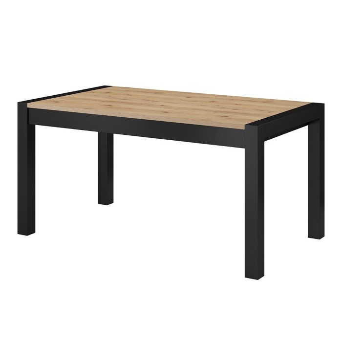 Table extensible 10 personnes pour salle à manger collection BOWIE coloris chêne et noir.