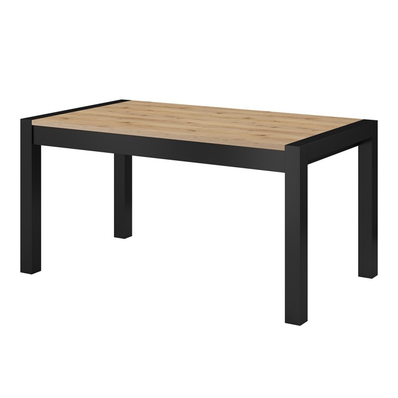 Table extensible 10 personnes pour salle à manger collection BOWIE coloris chêne et noir.