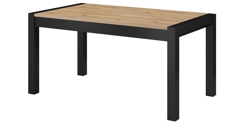 Table extensible 10 personnes pour salle à manger collection BOWIE coloris chêne et noir.