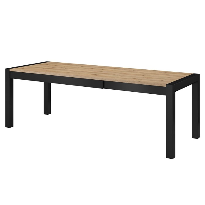Table extensible 10 personnes pour salle à manger collection BOWIE coloris chêne et noir.