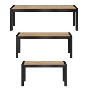 Table extensible 10 personnes pour salle à manger collection BOWIE coloris chêne et noir.