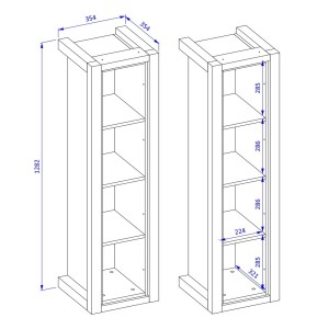 Ensemble de 6 meubles de salon collection BOWIE. Couleur chêne et noir.