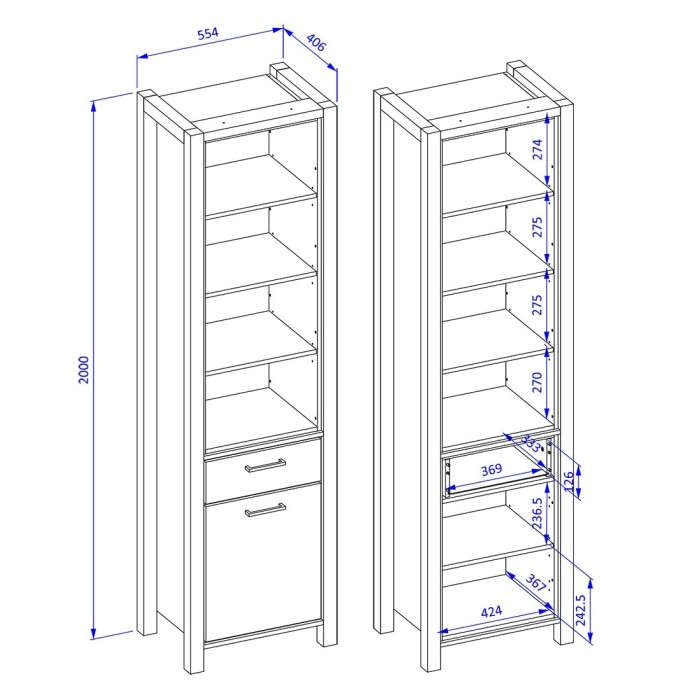 Ensemble de 6 meubles de salon collection BOWIE. Couleur chêne et noir.
