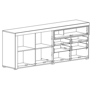 Buffet 220cm collection BONO 3 portes et 2 tiroirs. Couleur blanc et gris anthracite